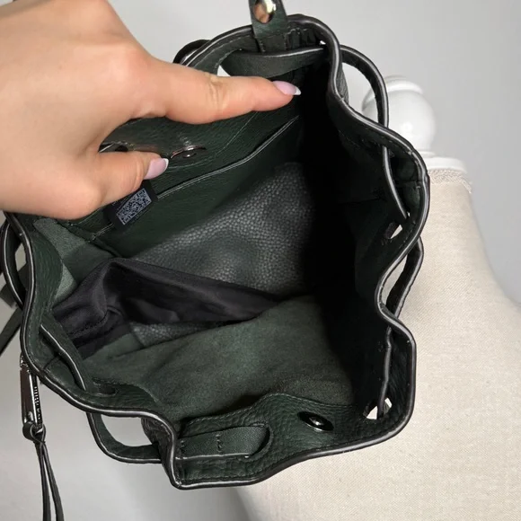 Rebecca Minkoff Blythe Studded Leather Green Backpack Silver Hardware - Picture 9 of 9